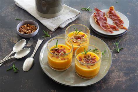 Schéma: étapes de cuisson du velouté et montage des verrines