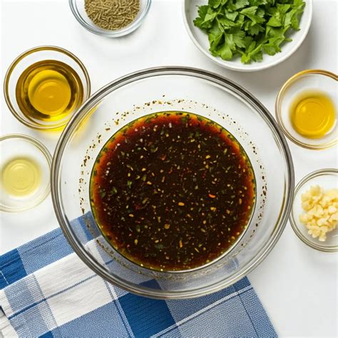 Bol avec des ingrédients pour la marinade