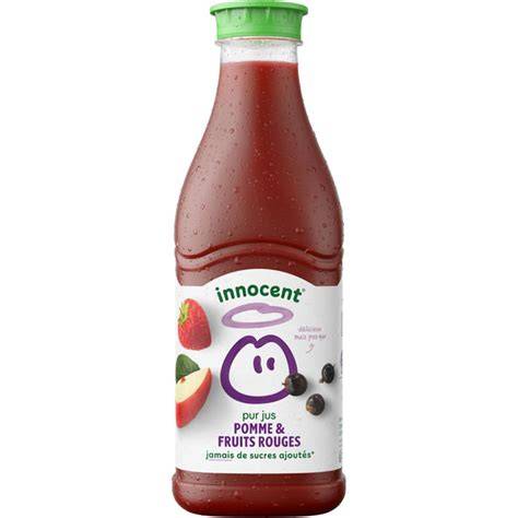 Infographie: composition et bienfaits du jus Innocent pomme et fruits rouges