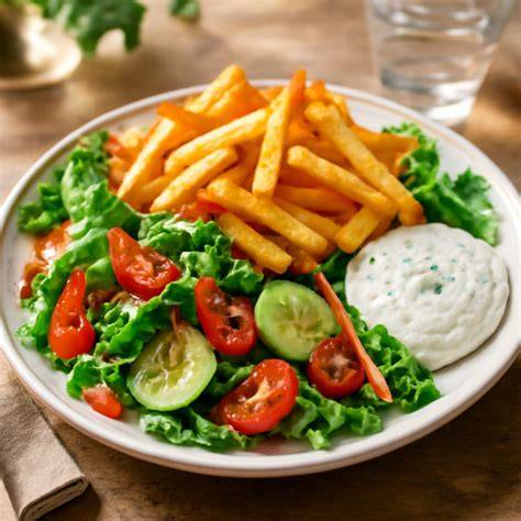 image:truite_pesto_noix_salade_frites