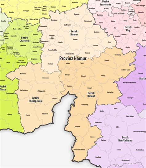 Carte des différentes adresses de Namur à Luxembourg