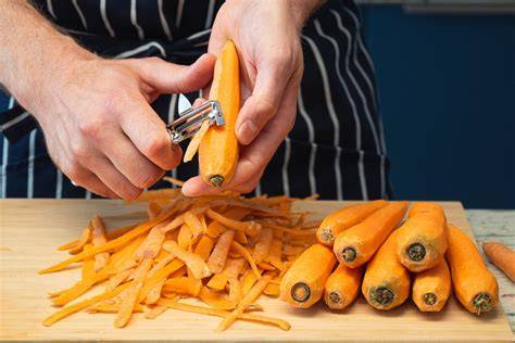 Image: Ingrédients alignés et préparation des carottes