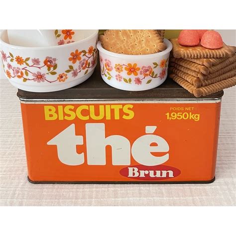 Boîte de biscuits anciens Thé Brun