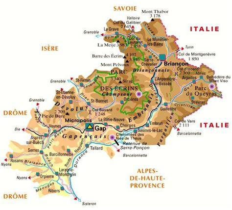 Carte simplifiée des villes mentionnées (Gap, Briançon) et des ateliers artisanaux
