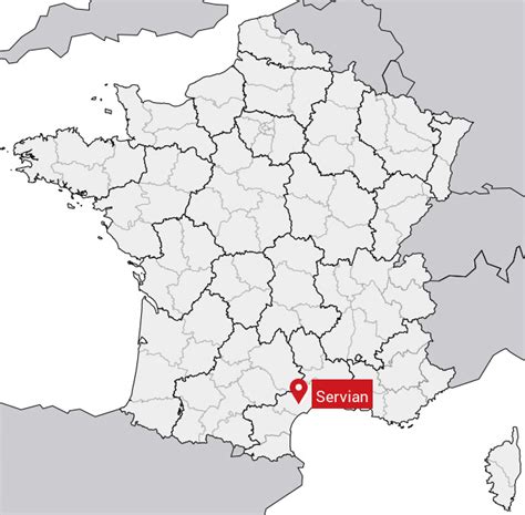 Carte de la localisation de Servian dans l'Hérault, France