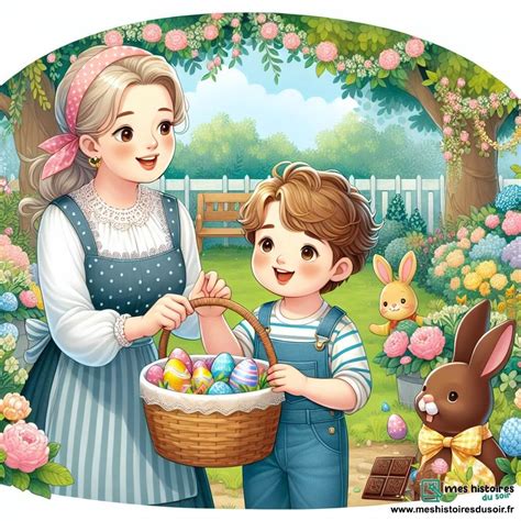 illustration œufs et lapins chocolatés