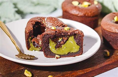 Cœur coulant chocolat pistache ouvert