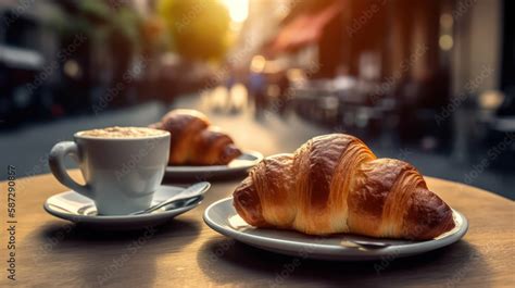 Personne savourant un café et un croissant