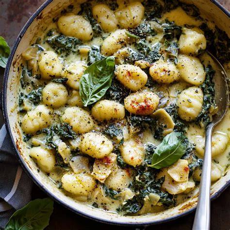 Image: Gnocchi nappés de sauce pesto crémeuse