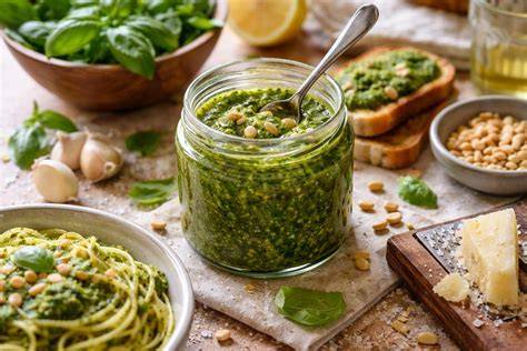 Infographie: cycle de préparation d’un pesto maison