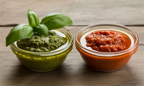 Carte des idées de variantes: pesto rouge vs pesto vert