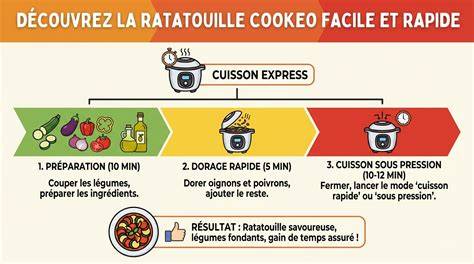Schéma de préparation rapide Cookeo et liste d’ingrédients