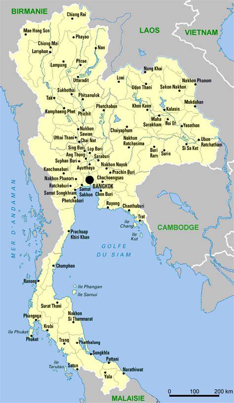 Carte des régions célèbres pour les khanom krok et autres desserts de rue en Thaïlande