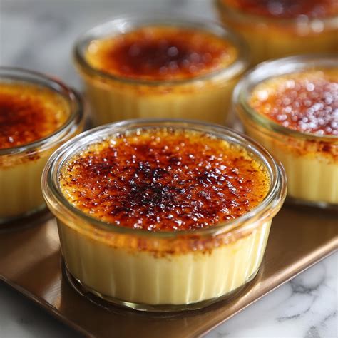 ramequins de crème caramélisée prêts à servir
