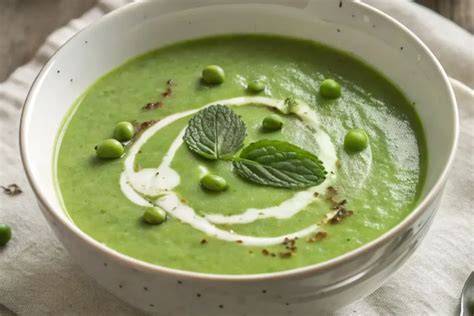 velouté dans un bol décoré de menthe