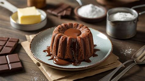 Dessert au chocolat dans un moule à manqué