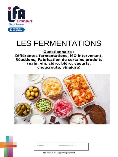 Tableau des contenants recommandés pour les différents fermentations