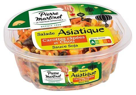 Image d'une gamme de salades traiteur Pierre Martinet et d'un Nutri-Score