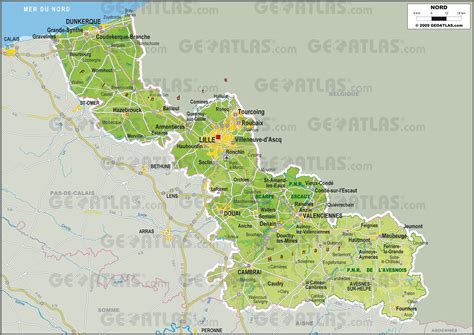 carte des régions du nord et des Flandres
