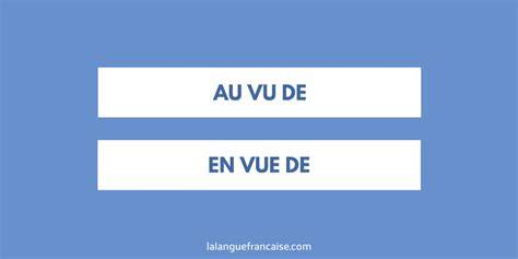 Infographie: comparaison entre « au vu de » et « en vue de » et leurs usages