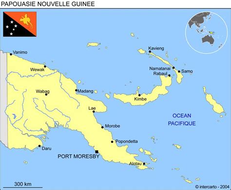 Carte de la Papouasie-Nouvelle-Guinée mettant en évidence les régions productrices de cacao