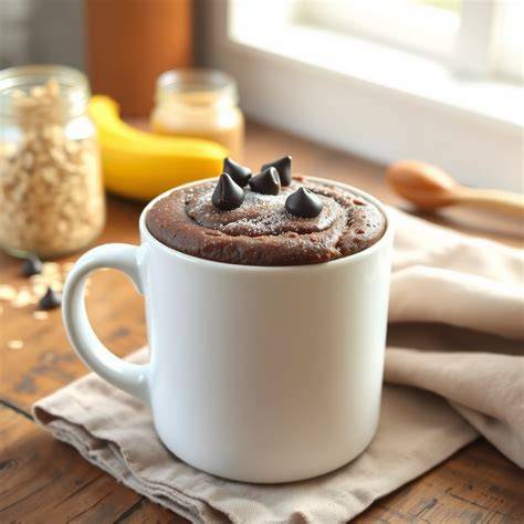 Schéma rapide de montage d’un mug cake et liste d’ingrédients typiques