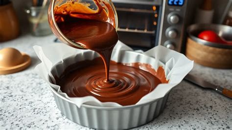 Praliné au café en train d'être versé dans un moule