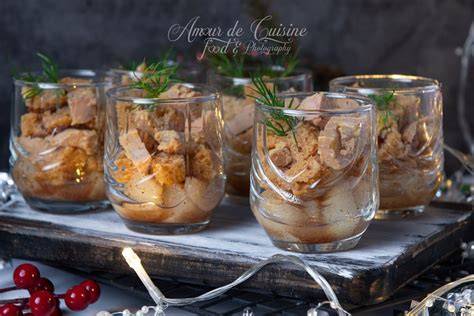 Schéma de présentation des verrines: velouté, duxelles, foie gras