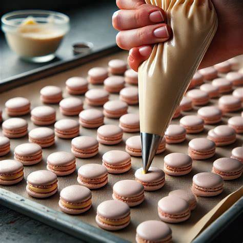 Image des coques de macarons et ganache