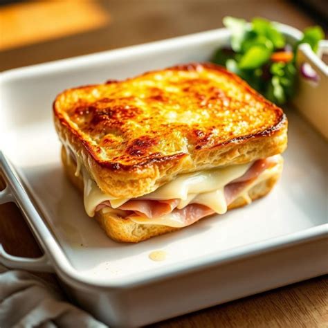 Croque-monsieur au four en train de gratiner