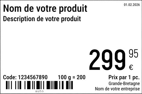 Étiquette de prix avec prix au kilo mis en évidence