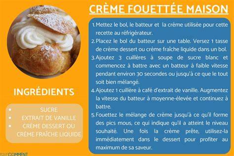 Infographie: Préparer la crème fouettée parfaite (température, proportions, temps de fouettage)