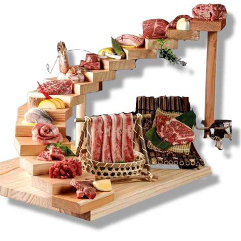 Infographie: Schéma de dispositions typiques d’un buffet présentoir à entremets avec hauteurs variées