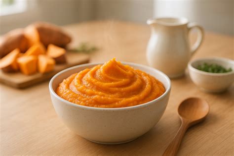 Purée de patate douce onctueuse dans un bol