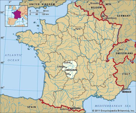 Une carte de France mettant en évidence la région du Limousin