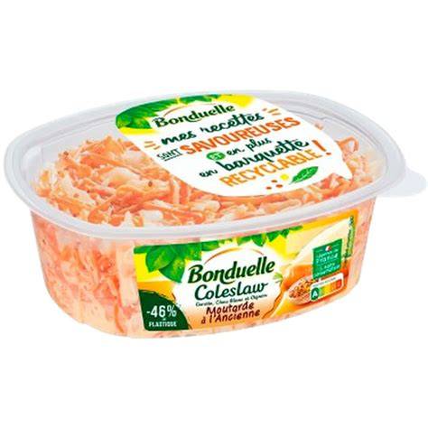 Infographie: composition et profil gustatif du coleslaw Bonduelle