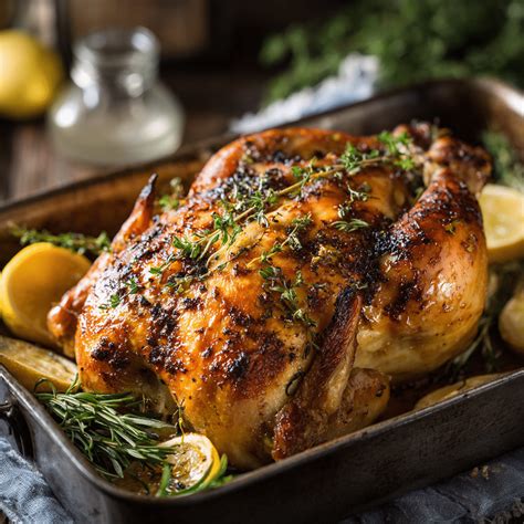 Poulet rôti doré au four