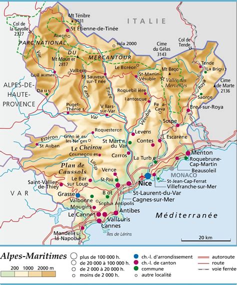 Carte de la région des Alpes Maritimes avec des points d'intérêt culinaires