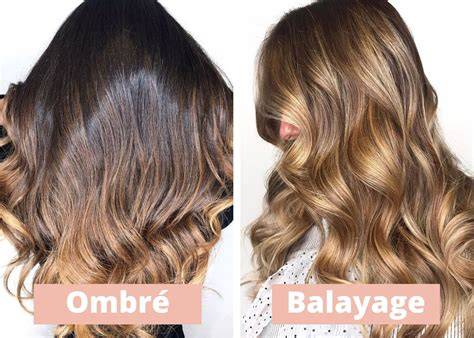Schéma comparatif entre balayage californien, tie and dye et ombré hair