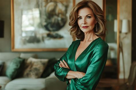 Une femme portant une blouse verte sapin élégante