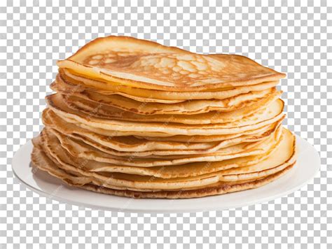 Illustration d'une pile de crêpes fines et dorées avec des fruits frais et du sirop