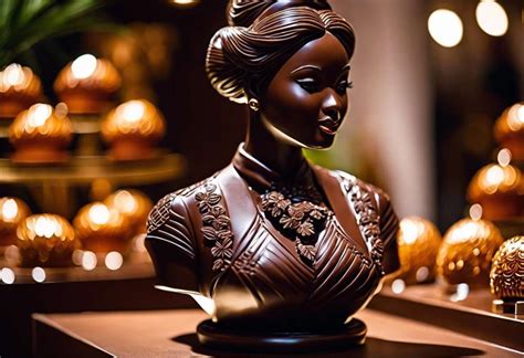 Apprentis présentant des sculptures en chocolat