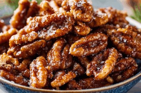 Noix de pécan caramélisées dans une poêle