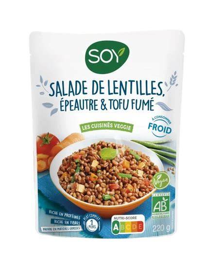 Carte nutritionnelle des lentilles et tofu fumé