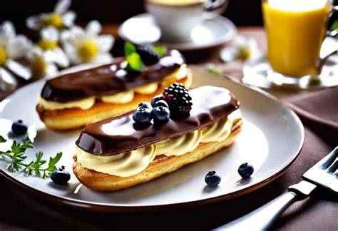 Infographie: architecture d’un éclair - pâte à choux, crème pâtissière, fondant