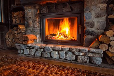 Intérieur chaleureux du restaurant La Chaumière avec un feu de cheminée