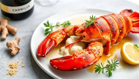 Schéma de dressage et étapes clés de la langouste à la sauce citron