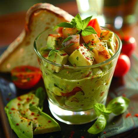 Illustration d'une verrine avocat lardons bien présentée