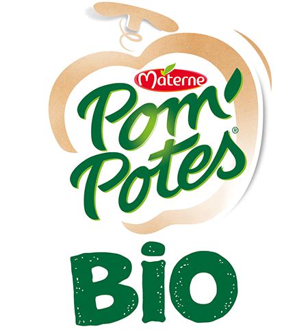 Logo Pom'Potes Bio avec une mention sur 100% de fruits bio