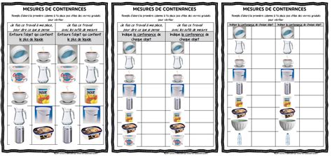 Tableau des contenances recommandées selon les usages